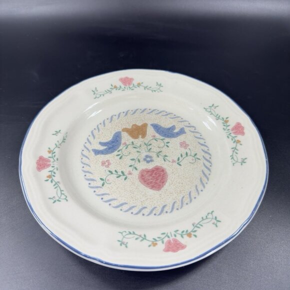 1990s Newcor Stoneware Ceramic Dish Plate Set 4 Plates Dishes Floral Bird Plates - Picture 8 of 13
